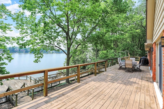 22 Point Ln, Arcadia, IN 46030 - deck featuring outdoor dining area and a water view