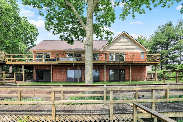 22 Point Ln, Arcadia, IN 46030 - rear view of property featuring a deck and brick siding