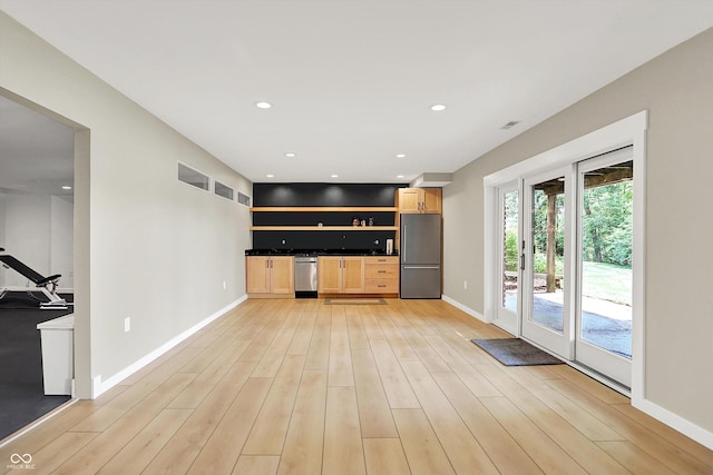 22 Point Ln, Arcadia, IN 46030 - bar featuring stainless steel appliances, light wood finished floors, and recessed lighting