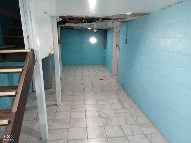 interior space featuring marble finish floor