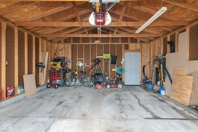 garage with a garage door opener