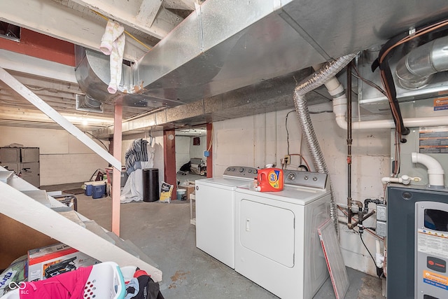 unfinished below grade area with independent washer and dryer