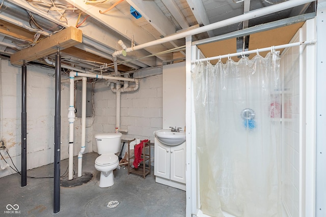 unfinished basement with a sink