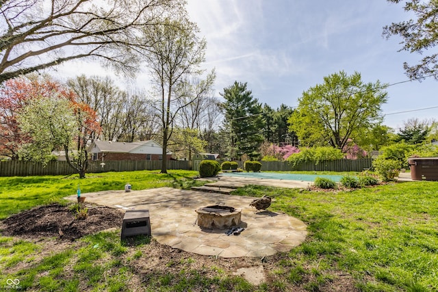 7859 N Chester Ave, Indianapolis, IN 46240 - view of yard with a fire pit and a patio