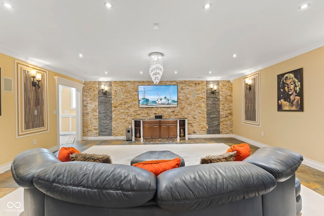 10821 Club Point Dr, Fishers, IN 46037 - living room with crown molding, baseboards, and recessed lighting