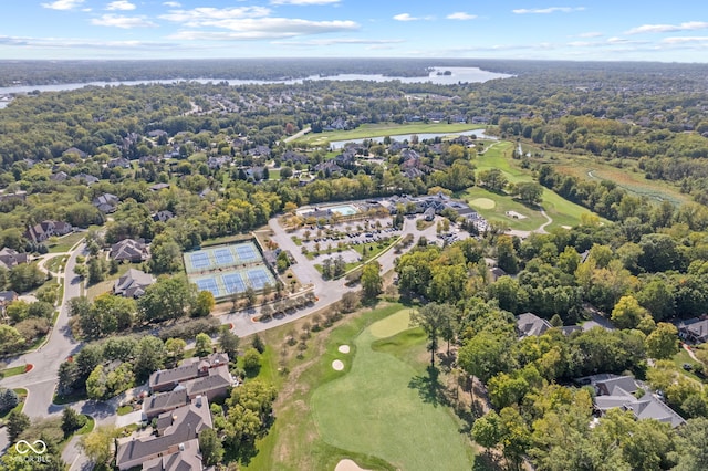 10821 Club Point Dr, Fishers, IN 46037 - birds eye view of property with golf course view and a water view