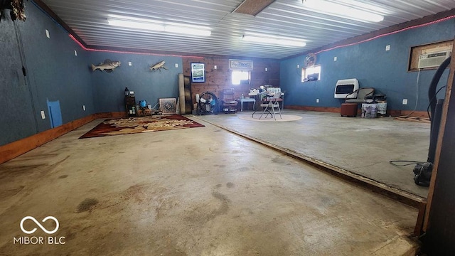 garage with a wall unit AC