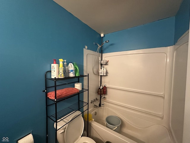 full bath with toilet and bathtub / shower combination