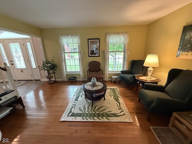 7341 Campfire Run, Indianapolis, IN 46236 - living area with hardwood / wood-style floors and baseboards