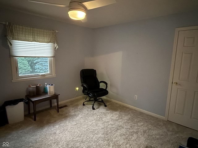 7341 Campfire Run, Indianapolis, IN 46236 - sitting room with carpet flooring, baseboards, and a ceiling fan