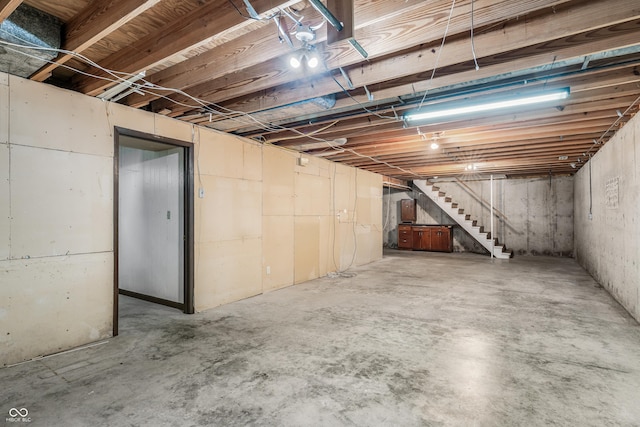 unfinished below grade area with stairway