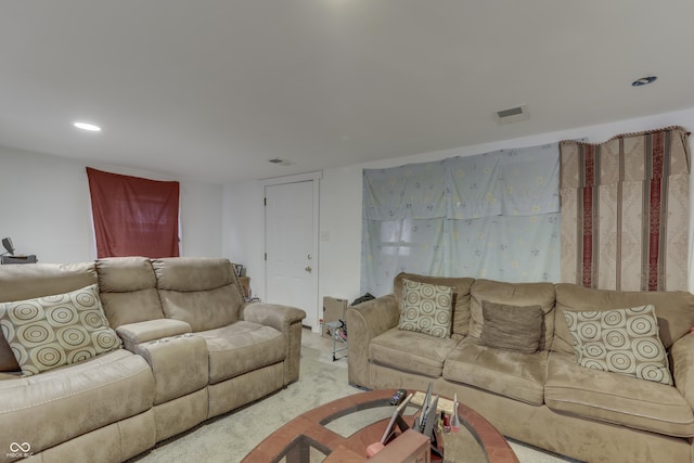 5110 Chelsea Rd, Indianapolis, IN 46241 - carpeted living area with visible vents and recessed lighting