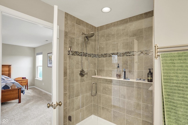 15752 Matthews Ln, Noblesville, IN 46060 - bathroom with recessed lighting, baseboards, a shower stall, and ensuite bath