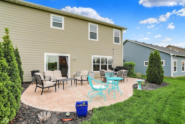 15752 Matthews Ln, Noblesville, IN 46060 - rear view of property featuring a lawn, an outdoor hangout area, and a patio area