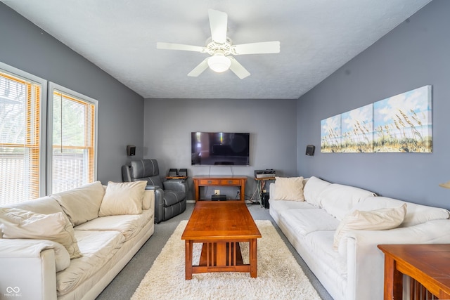 11229 Echo Ridge Ln, Indianapolis, IN 46236 - carpeted living area featuring a ceiling fan