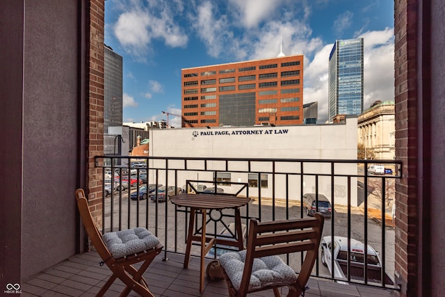 balcony featuring a view of city