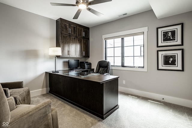 12099 Sigillary Way, Carmel, IN 46032 - office area with light carpet and a ceiling fan