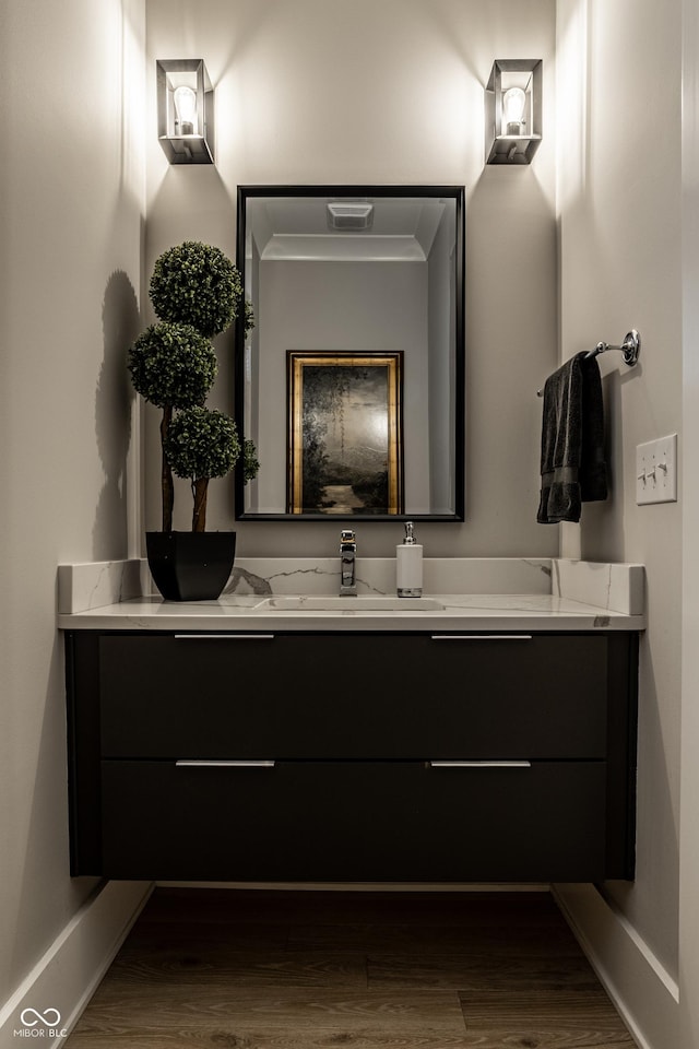 12099 Sigillary Way, Carmel, IN 46032 - bathroom featuring vanity and wood finished floors