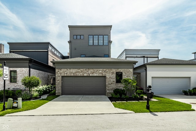 12099 Sigillary Way, Carmel, IN 46032 - contemporary home featuring driveway, brick siding, and a front lawn