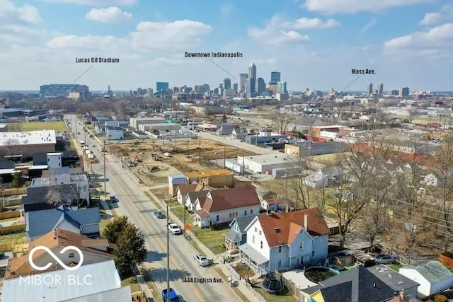 1444 English Ave, Indianapolis, IN 46201 - birds eye view of property featuring a view of city