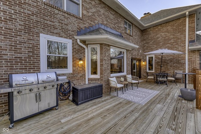 deck featuring area for grilling