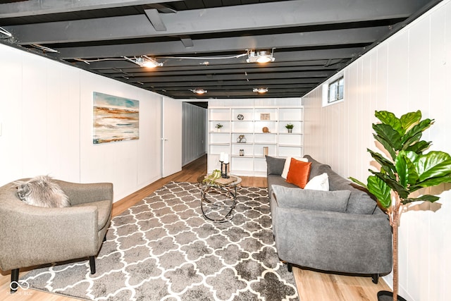 living area with wood finished floors