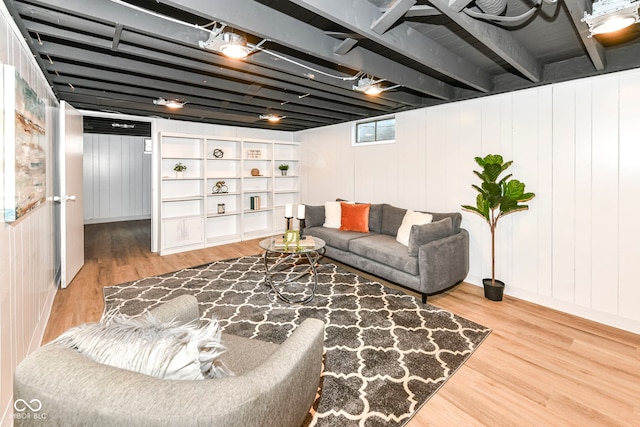 living area featuring wood finished floors