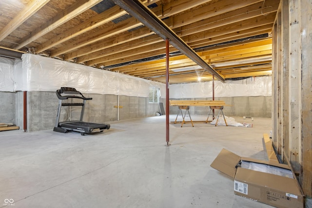 view of unfinished basement