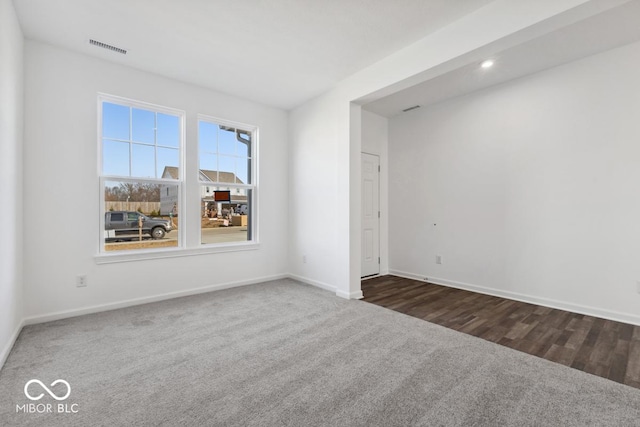 1924 White Oak Dr, Shelbyville, IN 46176 - unfurnished room with visible vents, baseboards, carpet flooring, and recessed lighting