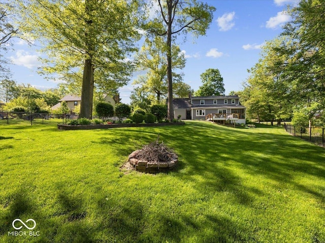 6820 W Forest Brook Dr, Fountaintown, IN 46130 - view of yard with a wooden deck