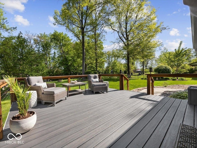 6820 W Forest Brook Dr, Fountaintown, IN 46130 - deck with a yard