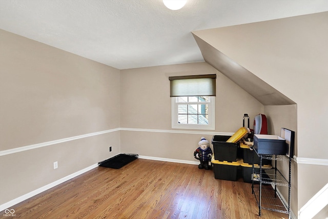 6820 W Forest Brook Dr, Fountaintown, IN 46130 - bonus room with wood finished floors, baseboards, and lofted ceiling