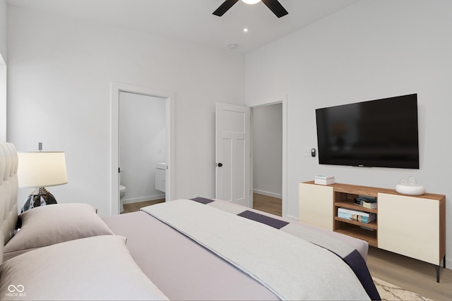 2362 English Ave, Indianapolis, IN 46201 - bedroom with a ceiling fan, recessed lighting, ensuite bathroom, and wood finished floors