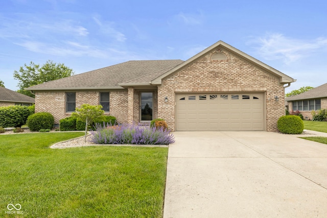 1864 Holiday Pines Dr, Brownsburg, IN 46112 - single story home with brick siding, an attached garage, a front lawn, and roof with shingles