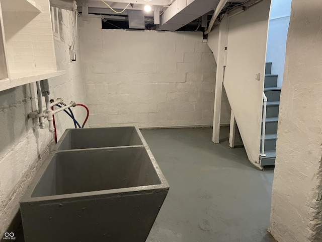 unfinished below grade area featuring a sink