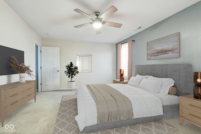 5150 Bramwell Ln, Whitestown, IN 46075 - bedroom featuring light carpet and a ceiling fan