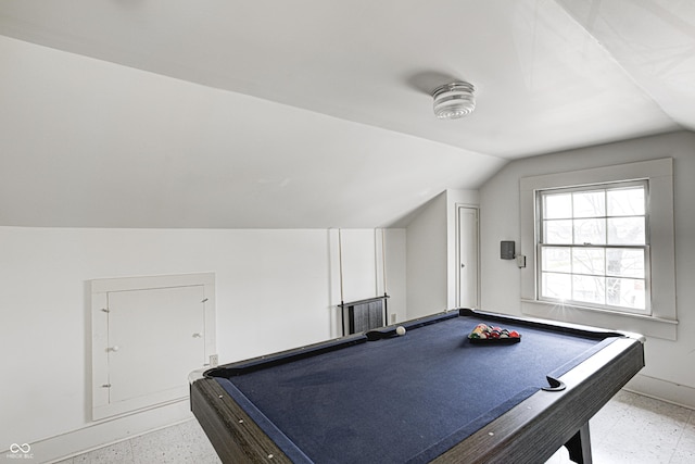 110 E Hendricks St, Shelbyville, IN 46176 - recreation room featuring pool table and vaulted ceiling