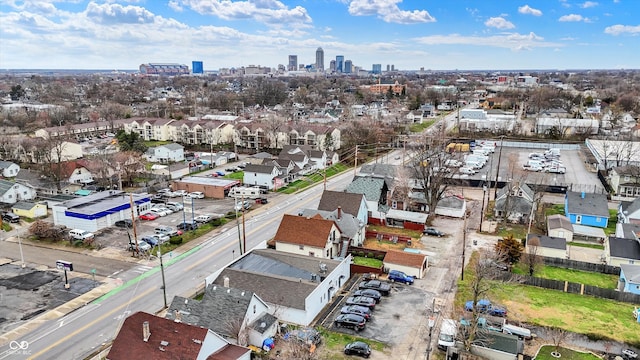 bird's eye view with a city view