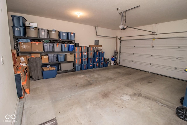 garage with a garage door opener