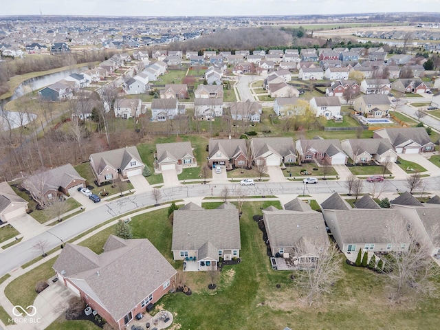bird's eye view with a residential view