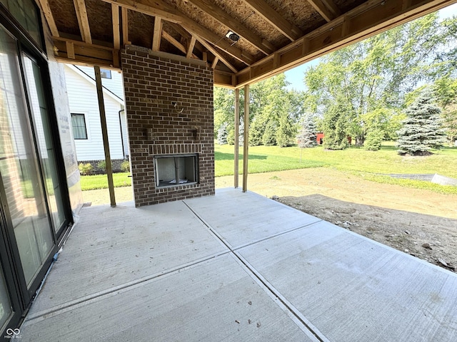 20598 Chatham Creek Dr, Westfield, IN 46074 - view of patio featuring an outdoor brick fireplace