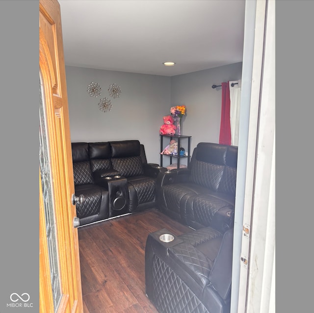 living area with wood finished floors