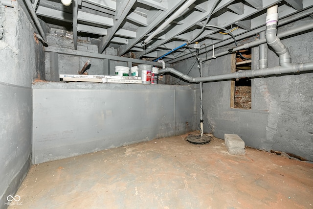 view of unfinished basement
