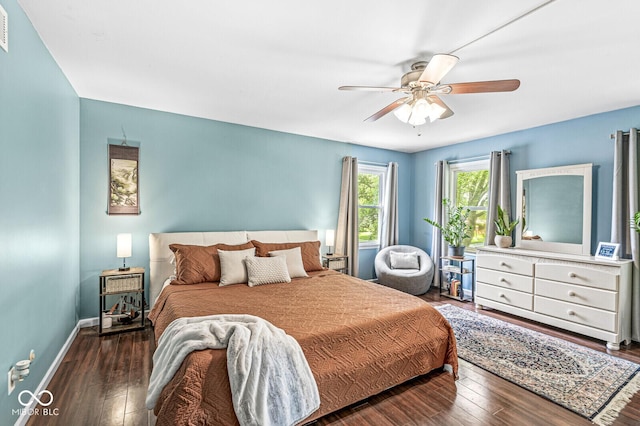 7138 Avalon Trail Ct, Indianapolis, IN 46250 - bedroom with wood-type flooring and a ceiling fan