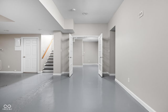 3447 Washington Blvd, Indianapolis, IN 46205 - finished basement featuring stairway and baseboards