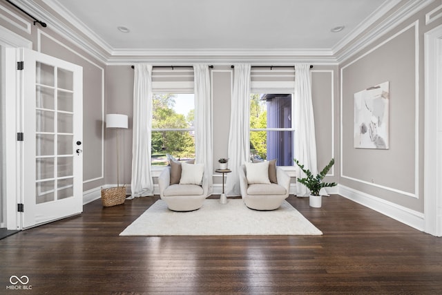 3447 Washington Blvd, Indianapolis, IN 46205 - sitting room featuring crown molding, wood finished floors, and baseboards