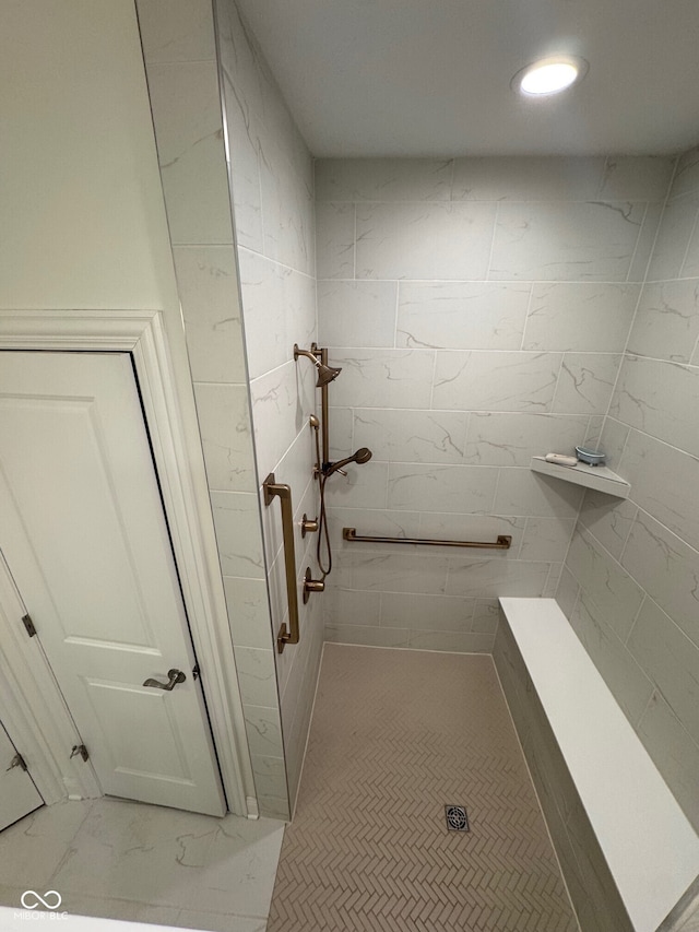 2460 Collins Dr, Westfield, IN 46074 - full bathroom featuring a tile shower and recessed lighting