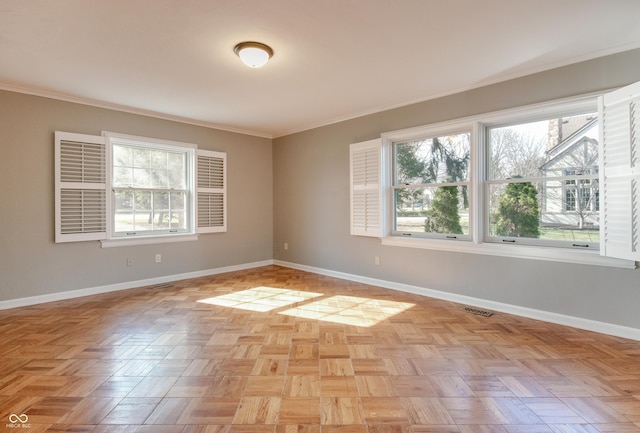 7525 N Meridian St, Indianapolis, IN 46260 - unfurnished room featuring baseboards, visible vents, and ornamental molding