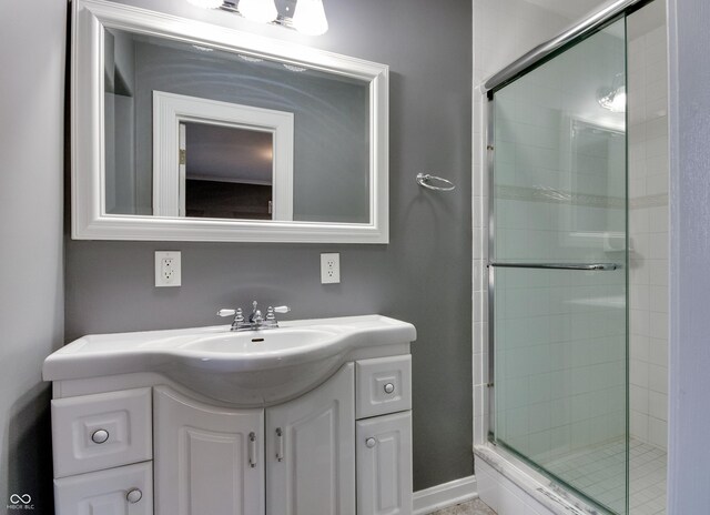 7525 N Meridian St, Indianapolis, IN 46260 - bathroom featuring a stall shower and vanity
