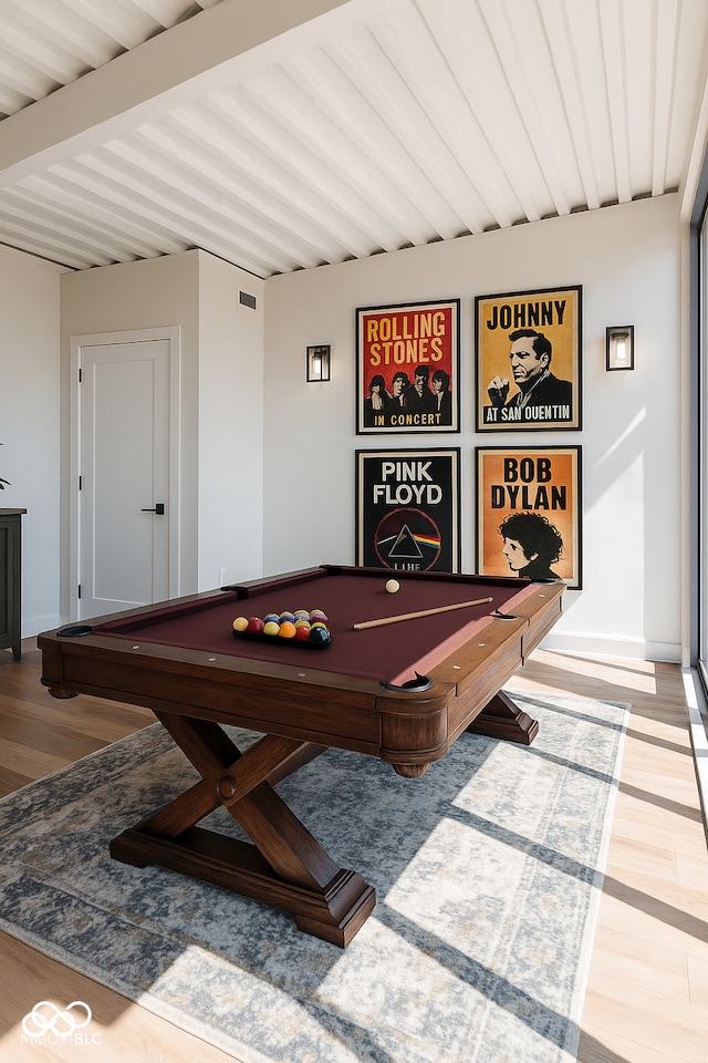 1802 Bellefontaine St, Indianapolis, IN 46202 - rec room featuring billiards, wood finished floors, and baseboards